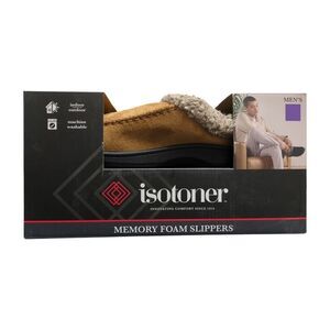 Isotoner Men's Classic Comfort Indoor/Outdoor Hoodback Slippers - Cognac